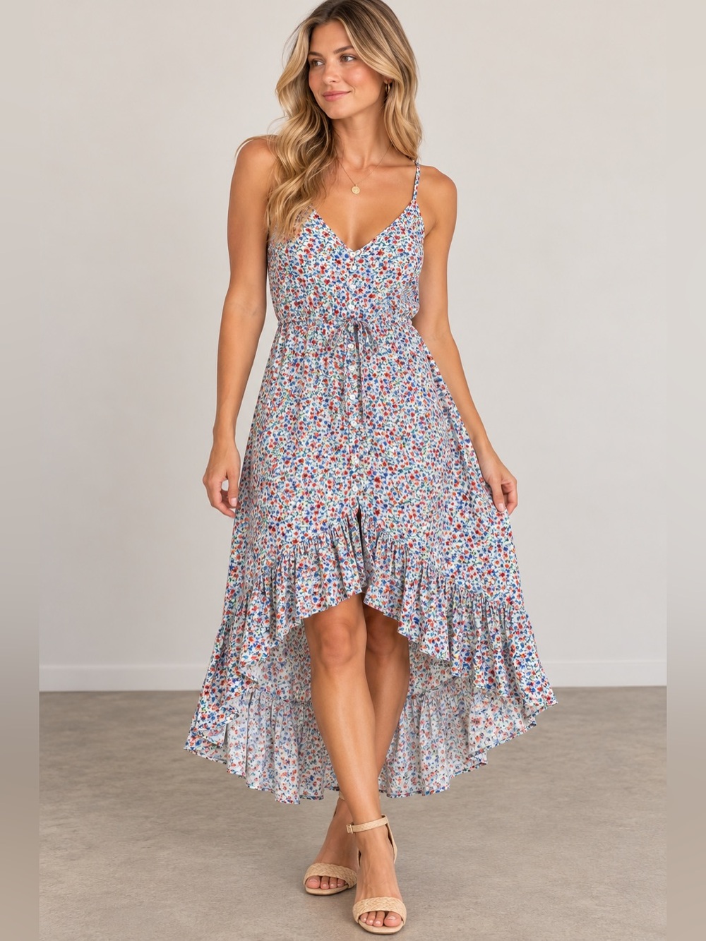 Rails Frida Wild Daisies Floral High Low Midi Dress M